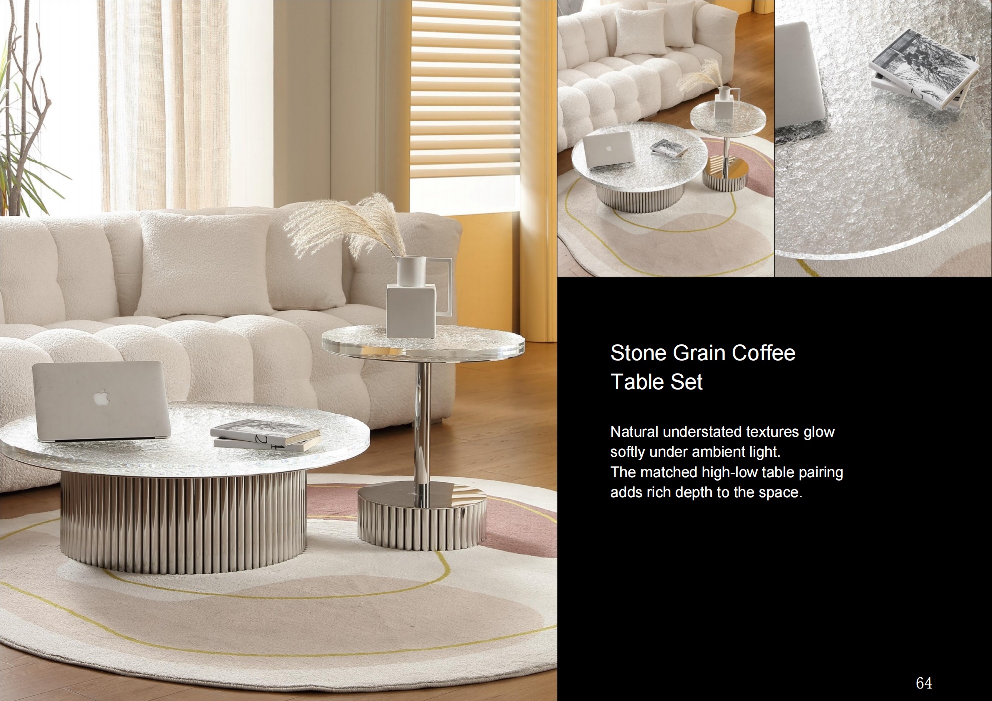 Stone Texture Coffee Table Set